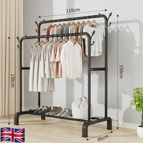 Black double clothes rail - black,