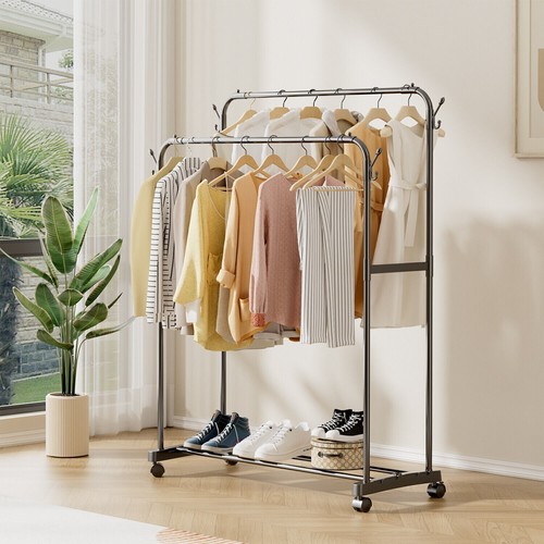 Movable metal clothes rail - metal,