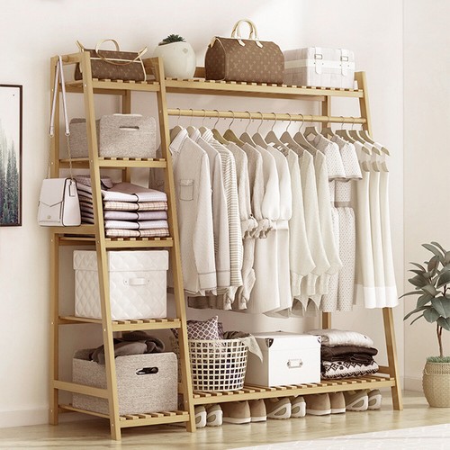 Wooden clothes rail rack - wooden,