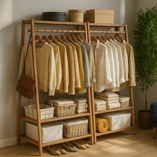 Wooden Bamboo Clothes Rail