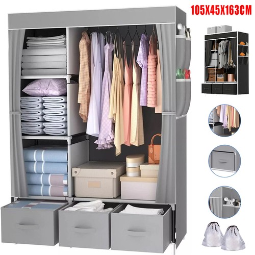 Large fabric canvas wardrobe - large,