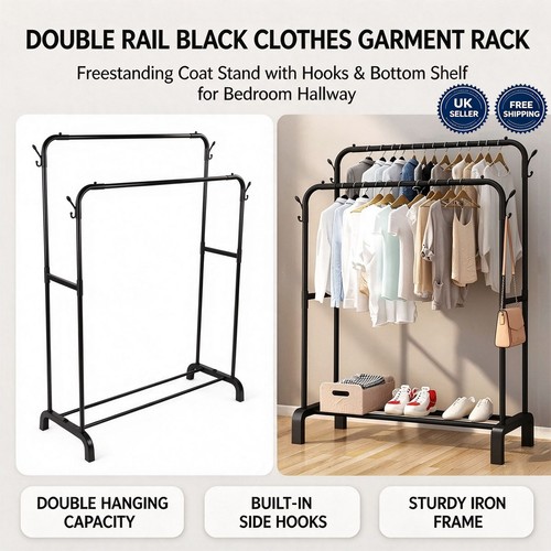 Double rail clothes - clothes, rack