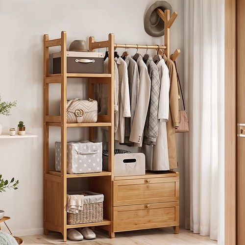 Heavy duty bamboo clothes rail - bamboo,